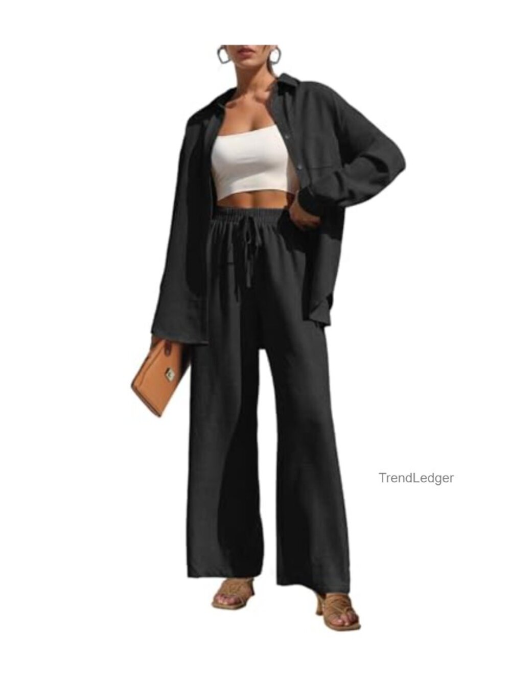 2 Piece Lounge Set Wide Leg Pants Tracksuit Comfortable Casual